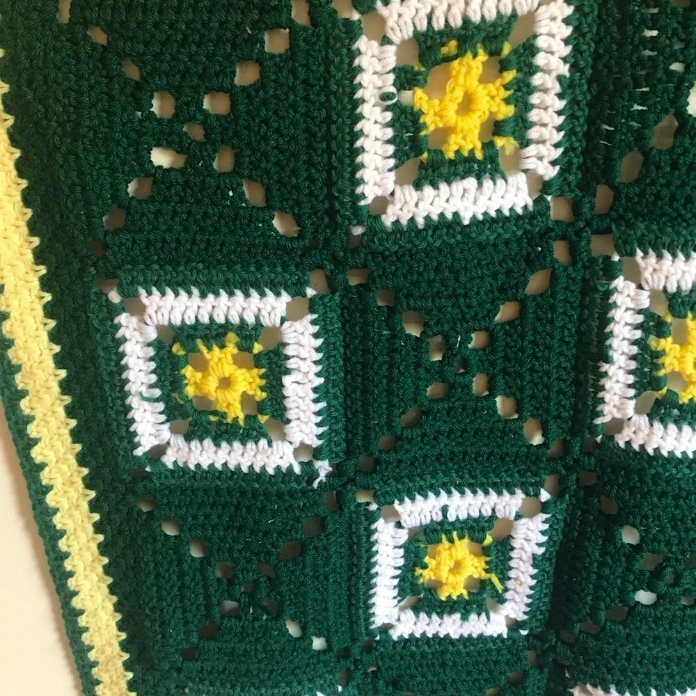 Rare Vintage 1970’s Handmade Crochet Blanket
